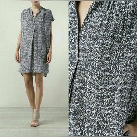 VINCE Silk Shift Static Print Tunic Dress With Pockets Size M - Picture 1 of 16